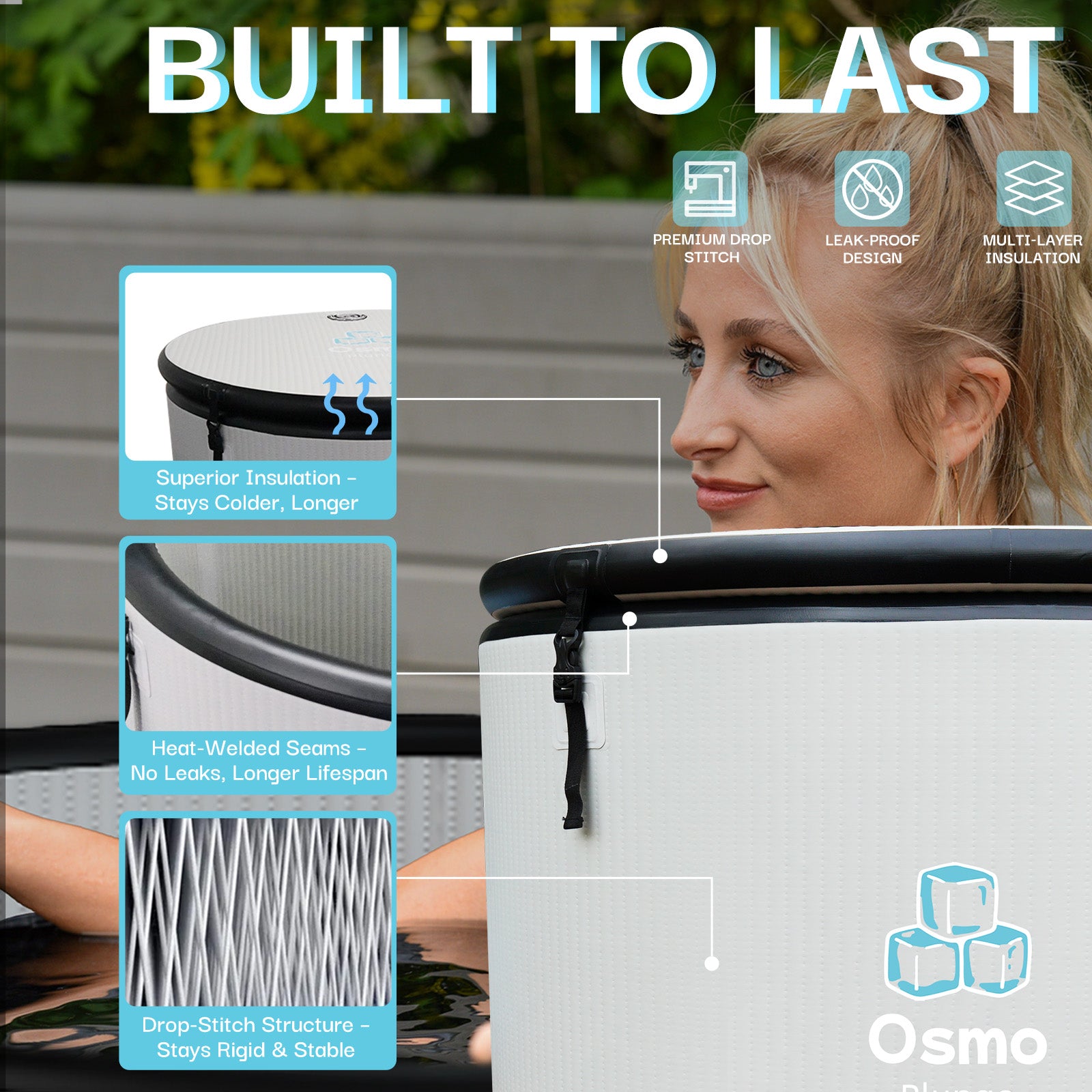 Inflatable Round Ice Bath Tub - 115 Gal Grey