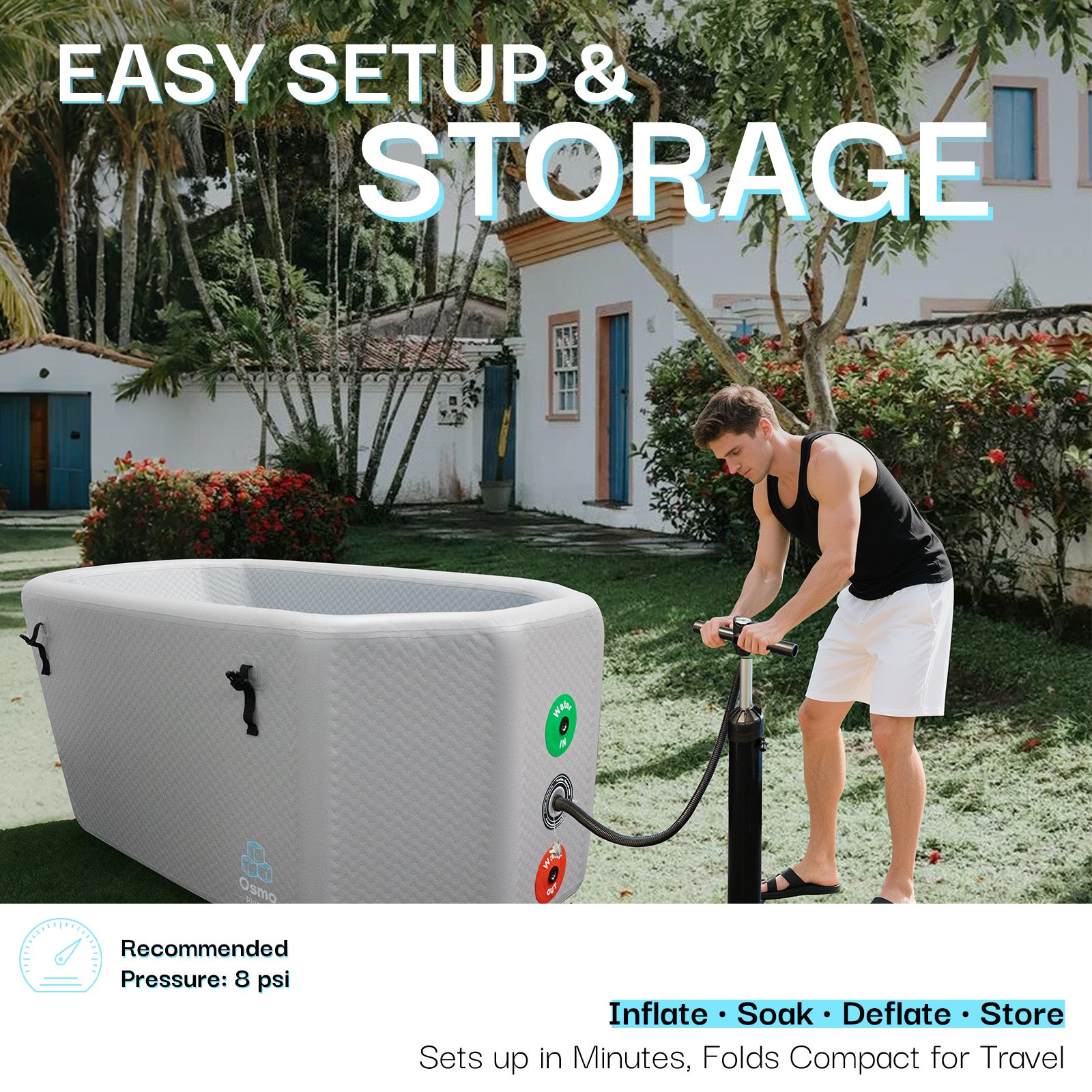 Inflatable Reclining Ice Bath Tub - 120 Gal Grey