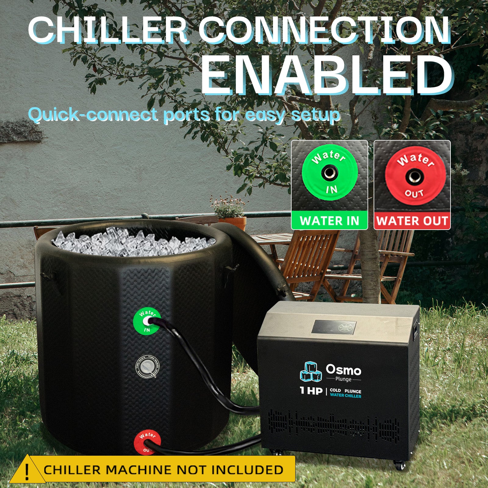 Inflatable Round Ice Bath Tub - 130 Gal Black