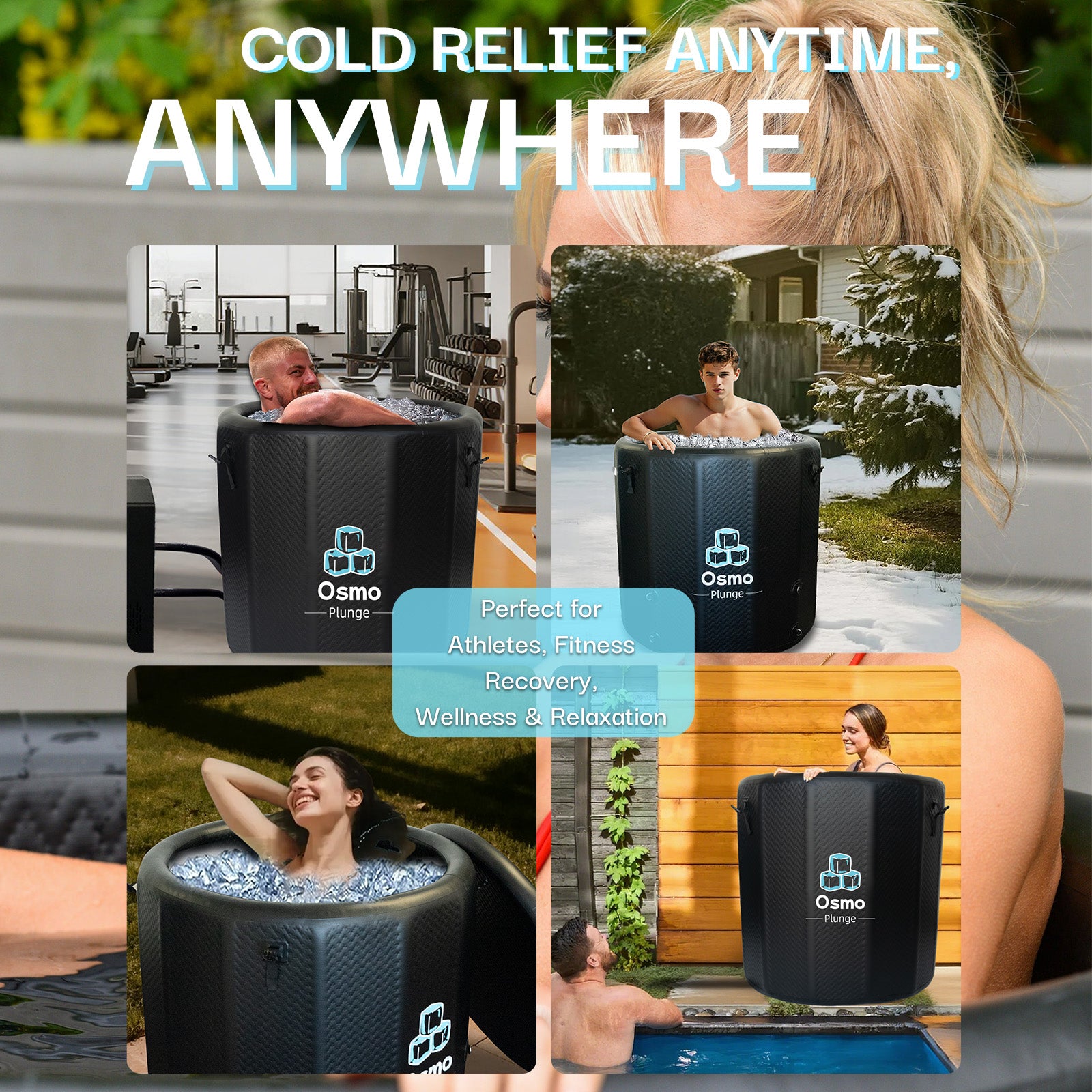 Inflatable Round Ice Bath Tub - 130 Gal Black