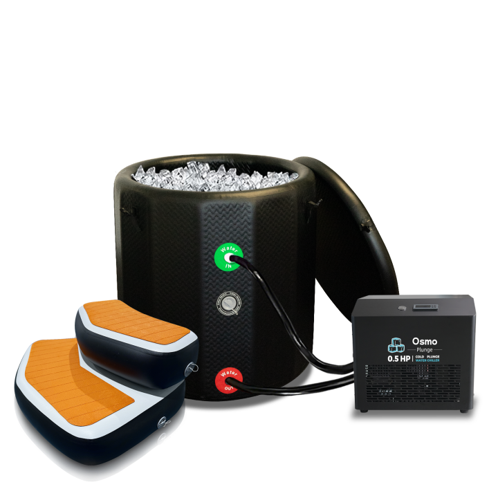 Inflatable Round Ice Bath Tub with 1/2 HP Water Chiller & Non-slip Step