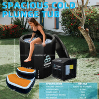 Inflatable Round Ice Bath Tub with 1/2 HP Water Chiller & Non-slip Step